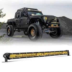 20 Inch Amber LED Light Bar Flood Combo Beam LED Driving Lamp Off Road Lights LED Work Light For Trucks Pickup Car ATV UTV SUV Bumper