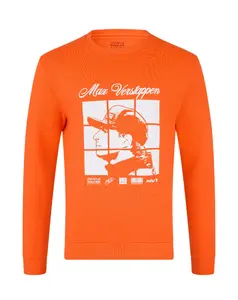Red Bull Racing F1 Max Verstappen Puzzle Crew Sweatshirt - Exotic Orange