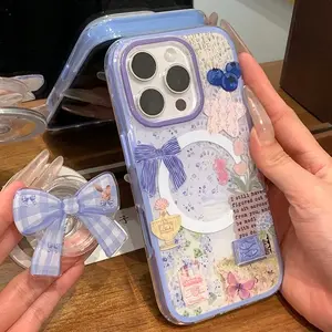 Blue Bow Beau Magsafe iPhone Case with Grip