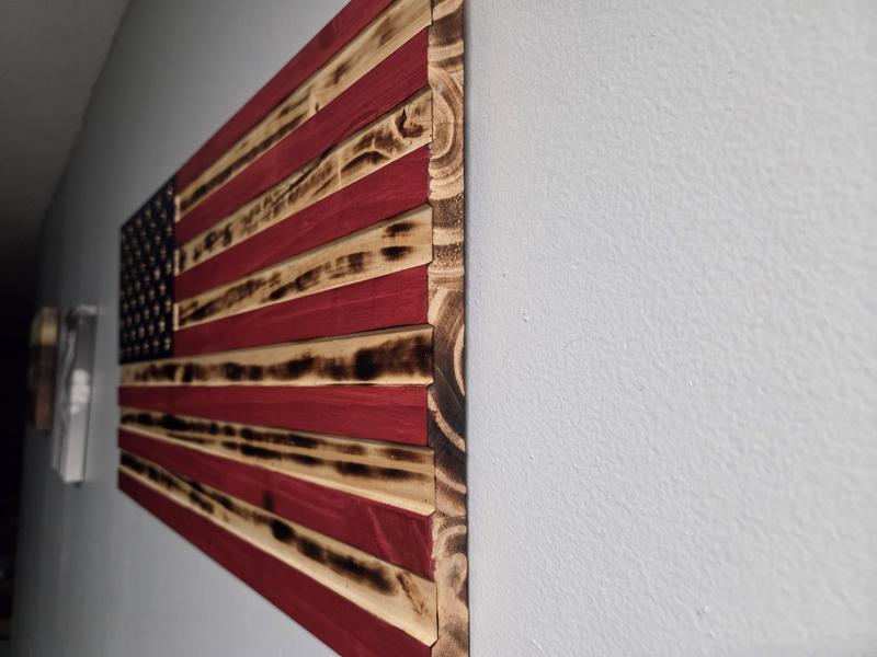 Veteran Made Handcrafted Wooden American Flag 20 inches x 36 inches