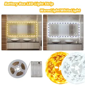High-brightness, uniform LED light strip, warm white optional, battery box powered (batteries not included). Suitable for various scenarios including TV background walls, cabinets, and mirrors. Portable installation.