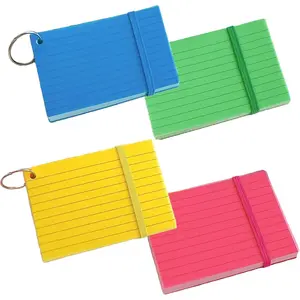 200 Count Colored Index Cards, 3x5 Inch with Key Ring, Portable Note Taking Study Note Cards for Office