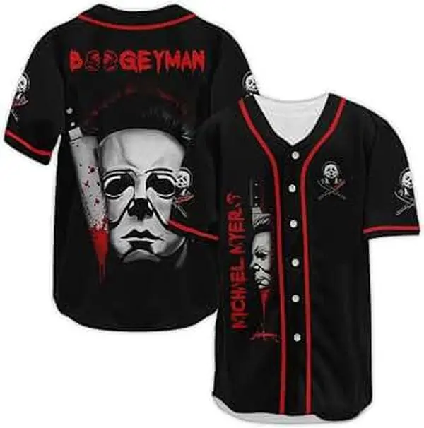 Horror Baseball Jersey for Men Women, Halloween Movie Baseball Shirts, Gifts for Horror Lover