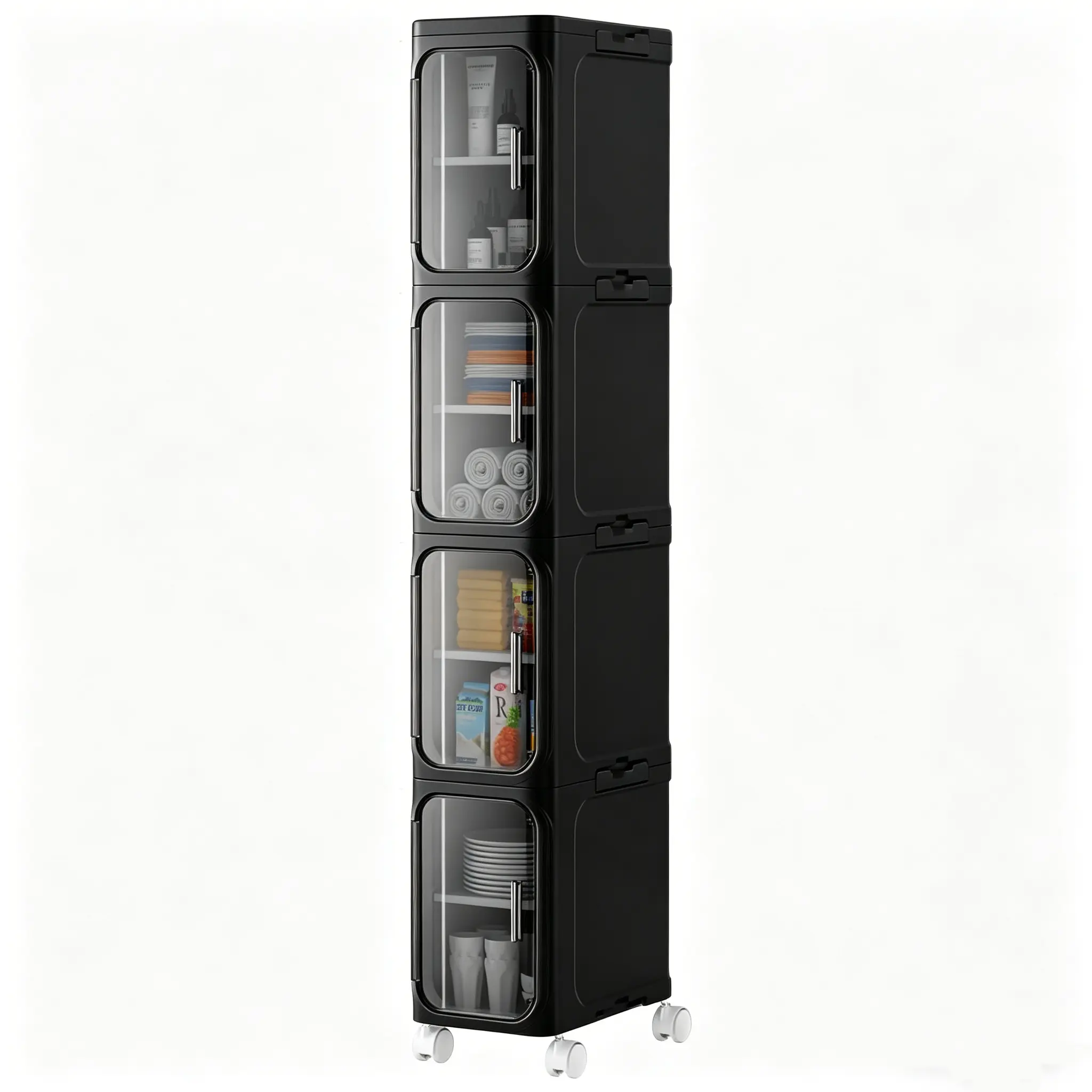 4-Cube Multicolored Storage Organizer, Freestanding Corner Bookshelf, Space-Saving Cabinet For Closet, Home, Office & Kids Room