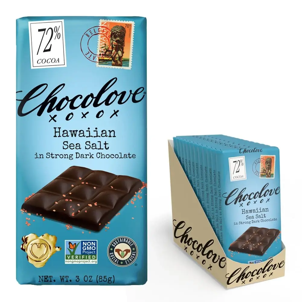 Chocolove Hawaiian Sea Salt In Strong Dark Chocolate Bar 3 Oz Pack Of 12