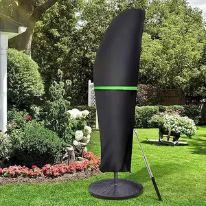 Patio Umbrella Cover, Outdoor Umbrella Cover with Zipper & Rod — Offset Umbrella Cover Patio Umbrella Covers Waterproof for 9-13ft Cantilever Umbrella (420D Oxford)