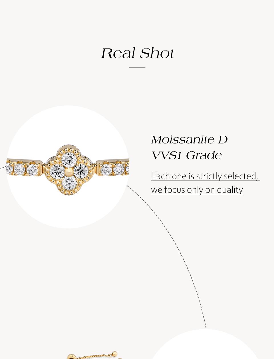 ATTAGEMS Lucky Moissanite Bracelet for Women, S925 Sterling Silver Daily Wear Jewelry, Accessories for Women, Womens Gifts, Gifts For Women