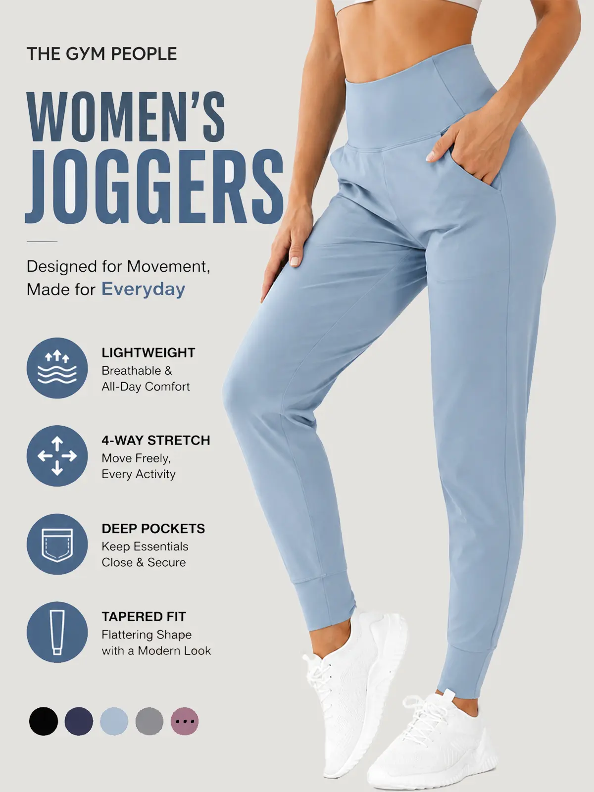 THE GYM PEOPLE Joggers for Women Lightweight Athletic Leggings Tapered Relaxed Slim Fit Lounge Jogger Business Casual Pants Sweatpants work outfits