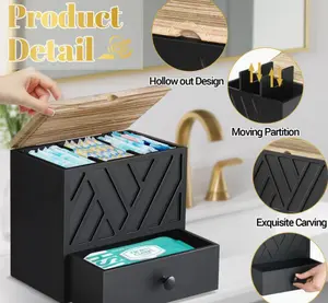 Black Paulownia Wood + Baked Three-Compartment Large Oval Storage Box