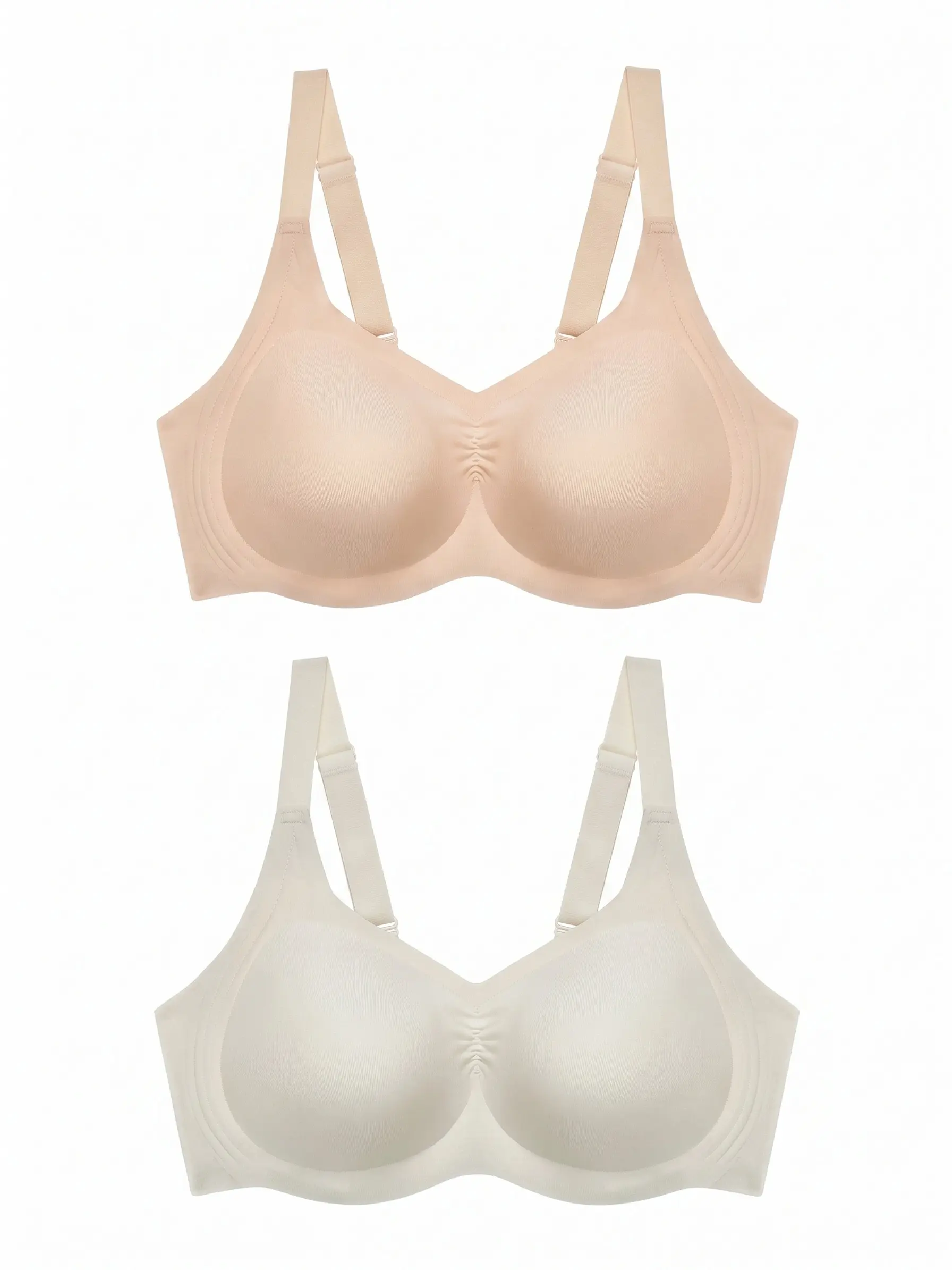 Women's Wire Free T-Shirt Bra, Seamless Nylon Bralette with Full Coverage & Wide Wings for Lightweight Everyday Support, Fabric