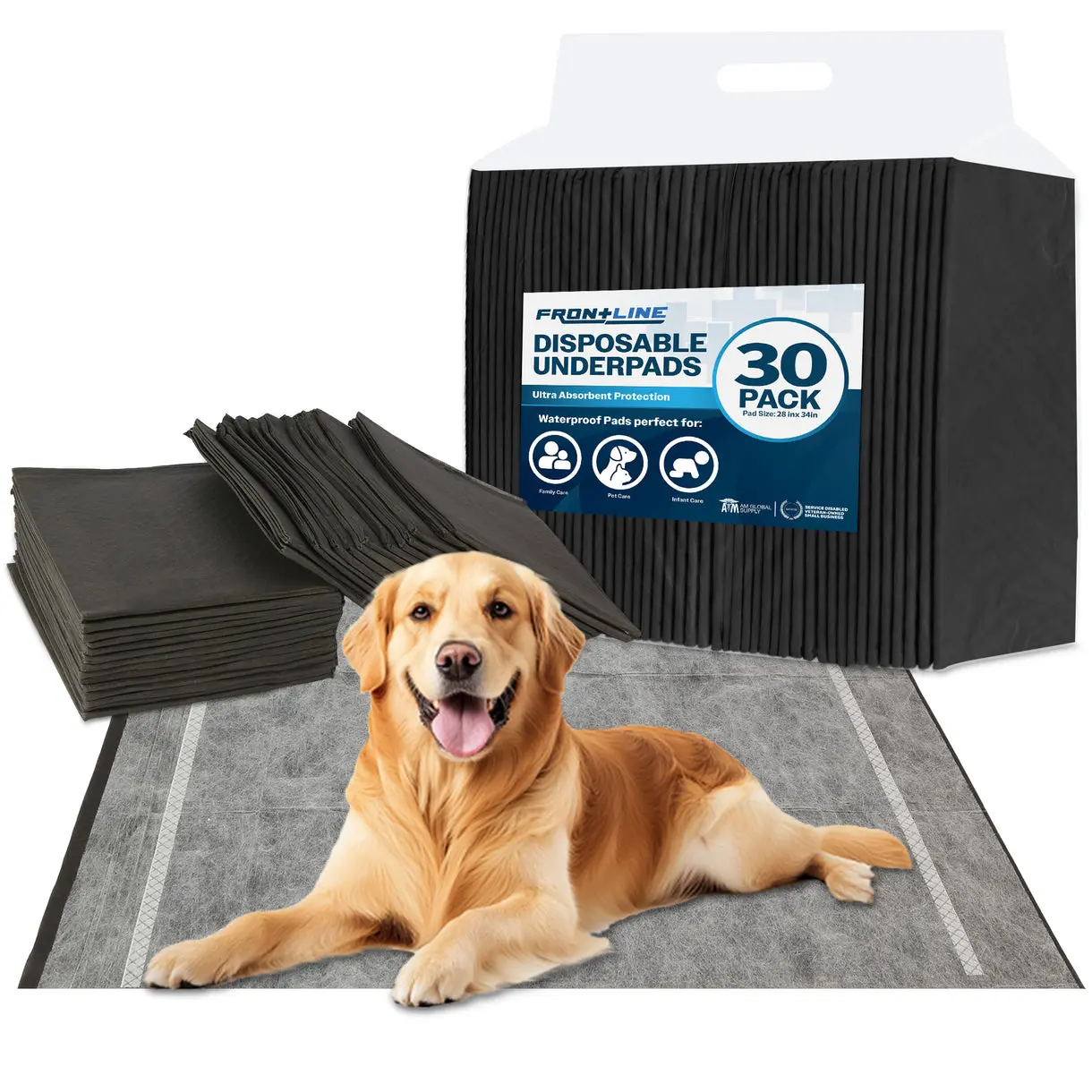 24''x38'' Disposable Underpads Chucks Pads (30 Count) - Fast-Absorbing Absorption Technology, Leak-Proof Protection for Medium Pets - Ideal for Beds, Sofas