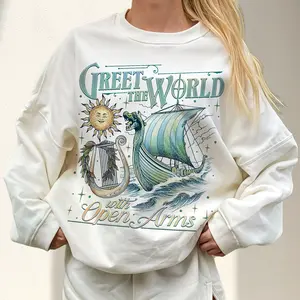 Greet the World With Open Arms Sweater, Bookish Gift for Epic Lovers Sweatshirt, Penelope Odyssey Siren Pullover Long Sleeve