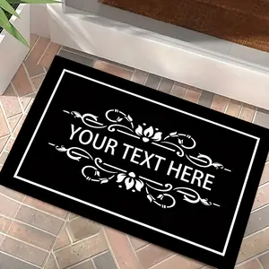 Personalized Custom Welcome Mat & Non-Slip Floor Mat - Customizable Text, Ideal Holiday Gift - Suitable for Living Rooms, Bedrooms, and Bathrooms - The Perfect Housewarming Present - Simple Black & White Design Rug