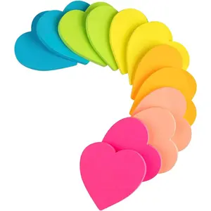 (12 Pads) Heart Sticky Notes 3x3 Inches, Valentines Gifts,Cute Bright Colors Self-Stick Pads, Easy to  for , Notebook, 72 Sheets/pad