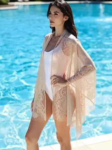 Boho Style Women's Elegant Plain Lace Fringe Scarf, Multifunctional Floral Shawl, Perfect Accessory for Daily Wear and Formal Events