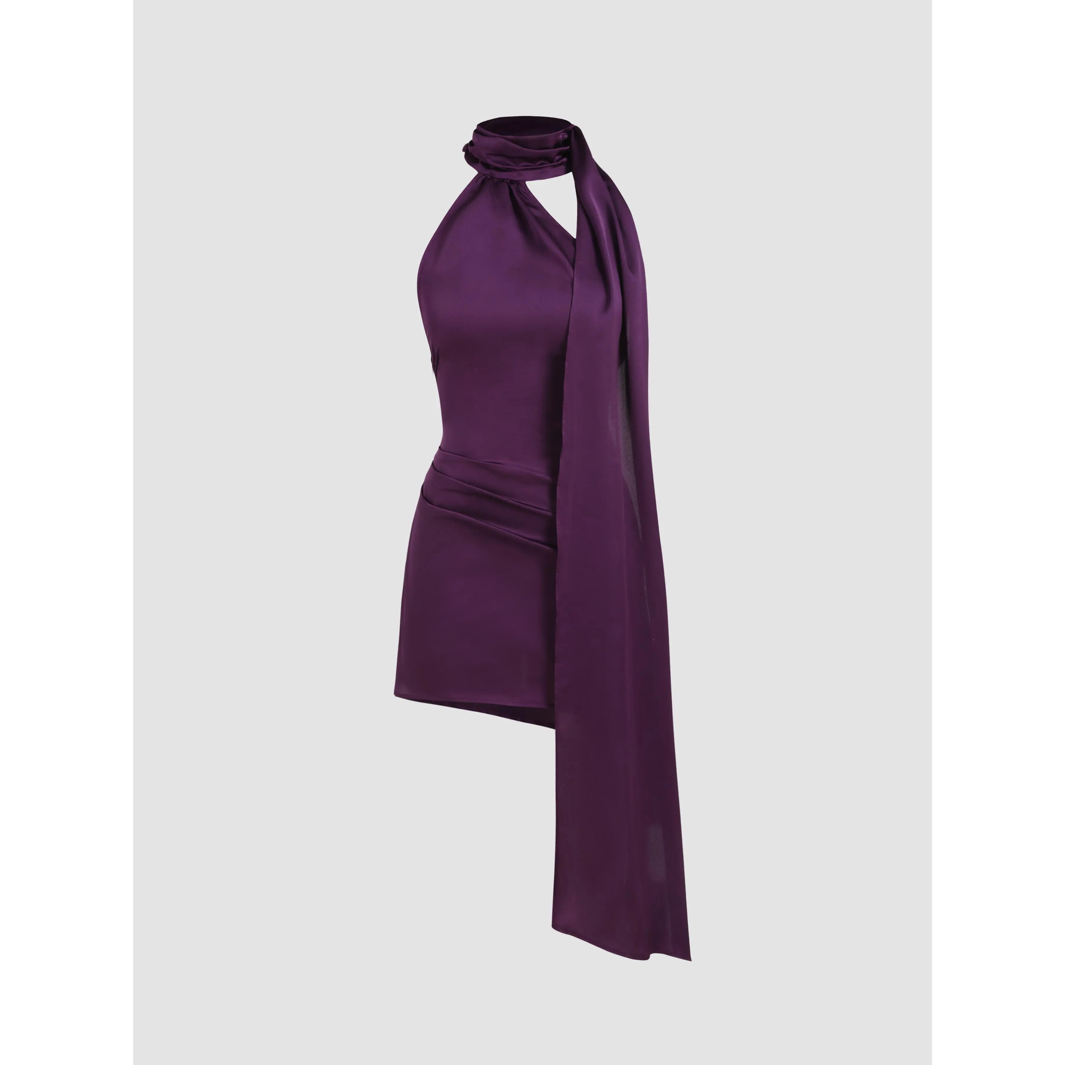Satin High Neck Backless Short Dress - TikTok Shop
