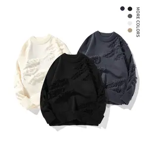 Men’s crewneck sweater, casual and versatile, vintage style, knitted sweater, fashionable men’s top, cable-knit sweater, American college style, for indoor wear, unisex, windproof, warm for outdoors, suitable for indoor wear and outdoor running