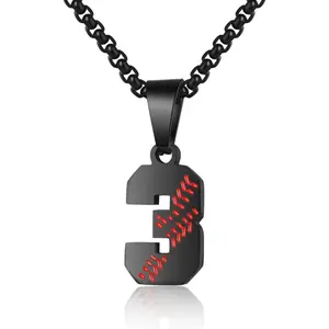 Number Necklace - Stainless Steel Chain Pendant for Men Athletes 00-99 Jersey Number Gift