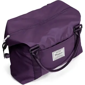 Sports Duffel Bags for Women Dark Purple Weekender Travel Totes Bag for Airplane, Cute Sports Gym Dance Bag Overnight Luggage Bag with Wet Pocket, Carry On Hospital Bag for Labor and Delivery