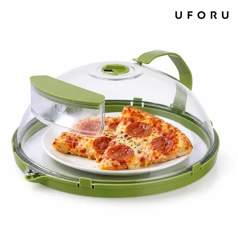 UFORU 10-Inch Sturdy Microwave Splatter Cover - Kitchen Cooking Utensils with Steaming Rack, Drainage Channel, Moisture Lock - Home Kitchenware, Microwave-Resistant Round Food Dome, Ideal for Holidays, Birthdays