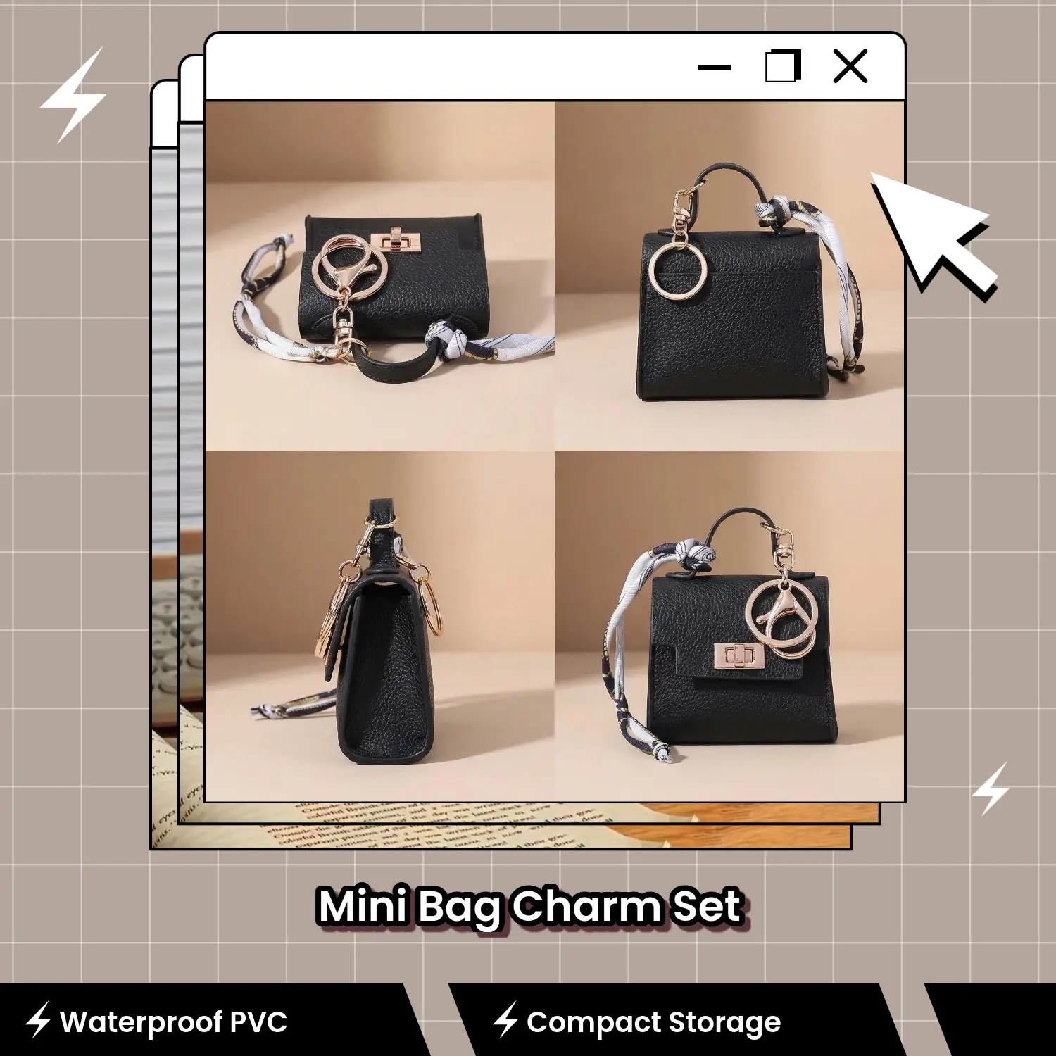 【Ideal Gift for Her】4-Piece Mini Bag Charm Set Suitable for Daily, Work and Outdoor Outings, Must-have Gift for Mother's Day, Valentine's Day, Birthday and Anniversary,Essential Gift for Her Special Occasions Wallet