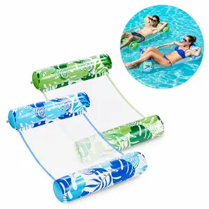 Inflatable Hammock Pool Floats 2 Packs 4-in-1 Multi-Purpose PVC for Adults with Electric Air Pump Swimming Pool Water Accessories