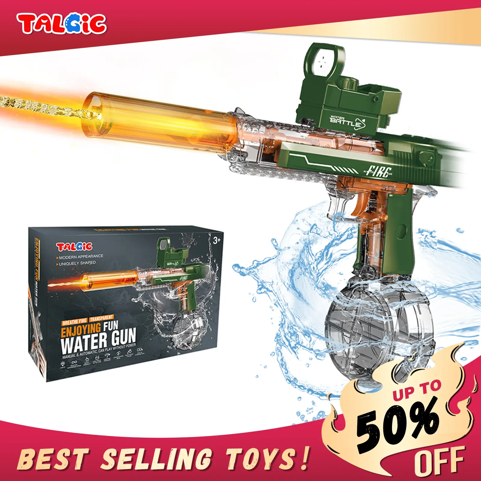 TALGIC Green Powerful Electric Water Toy for summer, best for summer outdoor pool party, water series