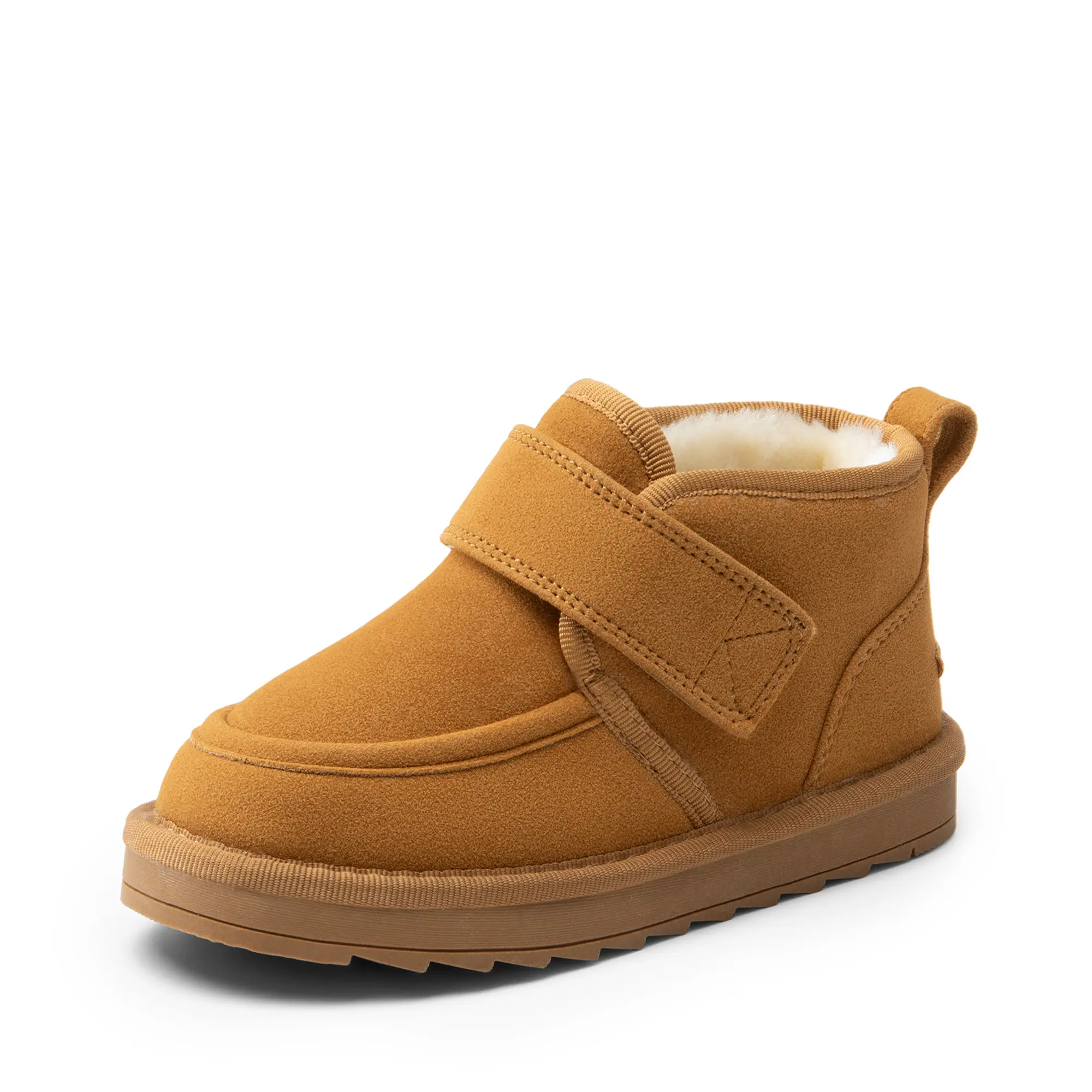 Dream Pairs Kids' Brown Ankle Boots, Retro Style Faux Fur-Lined Warm Shoes with Velcro for Toddlers & School Days, Footwear Boot, Chestnut, 3 - 4 Years, Hook-And-Loop, Ankle Height, Warm Insulation, 5T, Casual