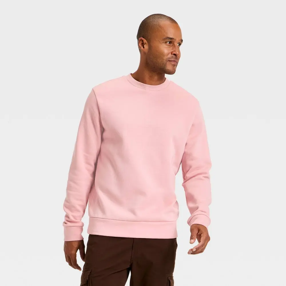 Men's Every Wear Fleece Crewneck Sweatshirt - Goodfellow & Co Pink M