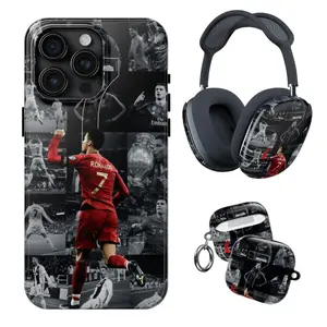 C Ronaldo Football Phone Case, Siuu CR7 Goat Airpod Case, Airpod Max Case, Soccer Fan Gift, Case for iPhone 17-11 & AirPods Max, Airpod Gen 1-4