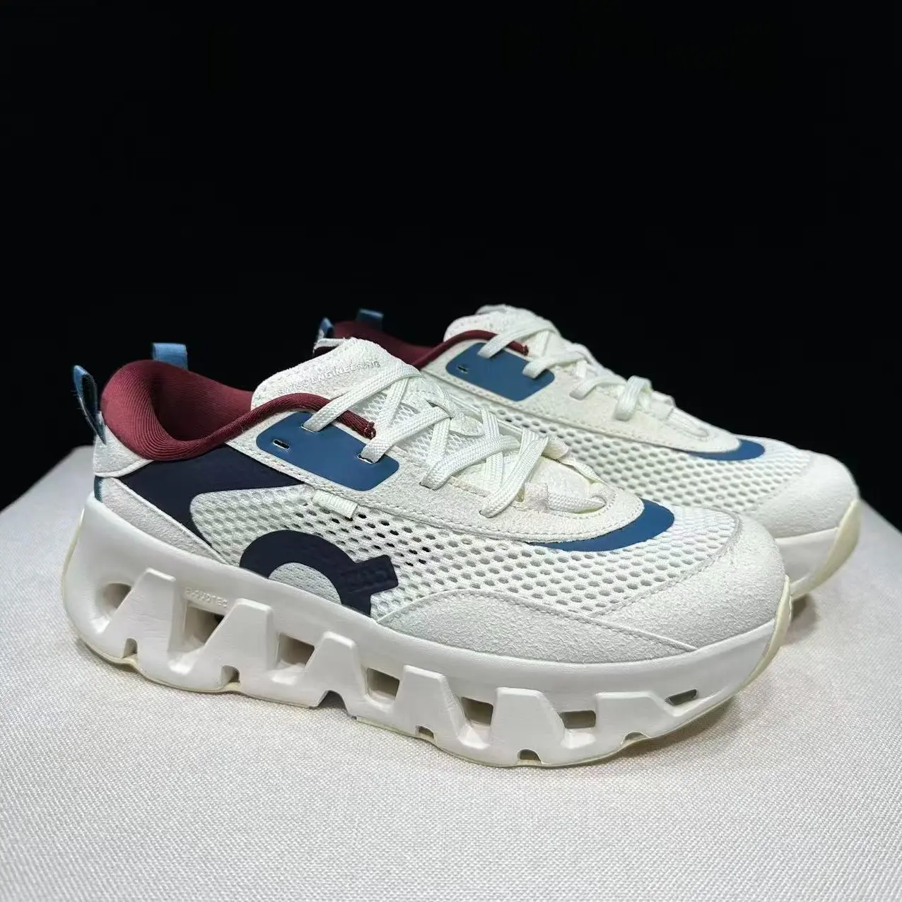 Supportive Trendy Hollow Chunky Athletic Footwear Cream White Air-circulating Mesh Upper Pressure-relief Midsole For Camping Trips Neutral Tone Street OOTD Shoots