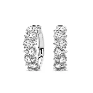 Lab Diamond Hoop Earrings Platinum 5Ct Eudora Pear Lab Diamond Hoop Earrings F-G Color, VS Diamond, IGI Certified - Friendly Diamonds
