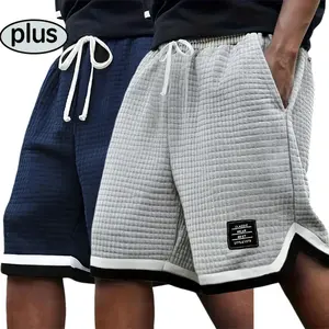 2-Pack Plus Size Men’s Waffle Knit Shorts - Stretch Drawstring Waistband Summer Casual Shorts with Breathable Soft Fabric; Versatile Solid Gray Relaxed Fit Home & Streetwear Shorts
