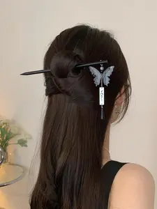 1 Piece Elegant Butterfly Hair Pin, Women's Long Bob Ponytail Decoration, Butterfly Hair Clip, Hair Embellishment, Updo