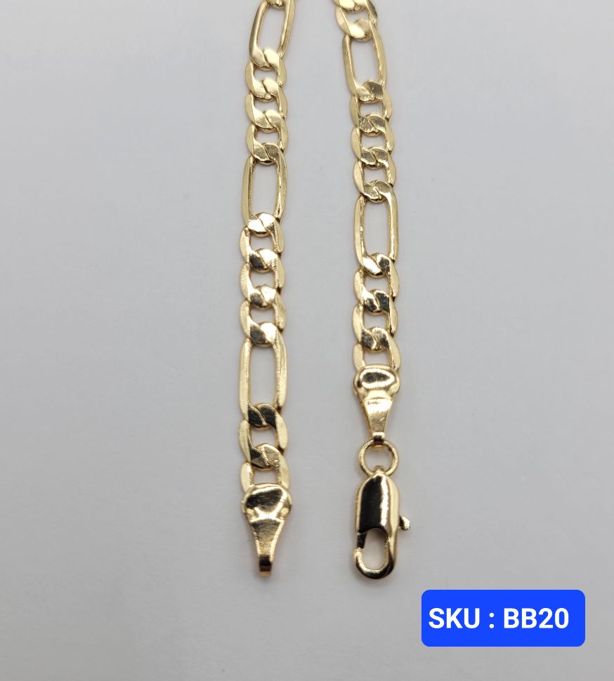 Baby Bracelet Figaro Link Style Laminated-Gold 6 Inches 5 Millimeters for Babies & Small Kids Size Jewelry Accessory. SKU : BB20 Baby Bracelet Figaro Link Style Laminated-Gold 6 Inches 5 Millimeters for Babies & Small Kids Size Jewelry Accessory. SKU : BB20