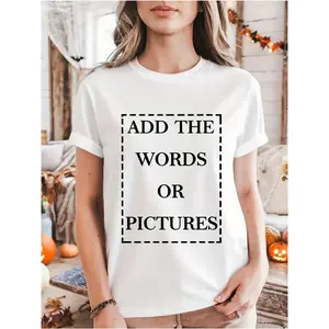 Women's T-shirt, solid color pattern printed short-sleeve T-shirt, customizable with personal images/text, machine washable, round neck, suitable for casual wear, parties, outdoor activities, Valentine's Day and Easter gifts, elegant T-shirt