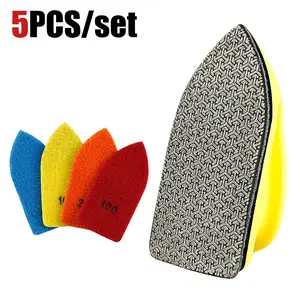 LOZLIN 5PCS/Set Diamond Hand Polishing Pads - Edge Trimming, Deburring & Chip Repair Tool for Tile, Slab, Glass - Manual Grinding & Polishing Kit with Abrasive Discs