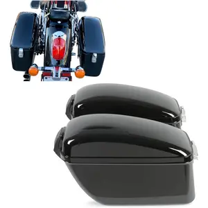 Large 60L Motorcycle Hard Saddle Bags W/brackets Compatible With Harley Davidson Dyna Softail Sportster Honda Suzuki Kawasaki Yamaha Cruiser Shadow Vulcan Universal Saddlebags Luggage Trunk