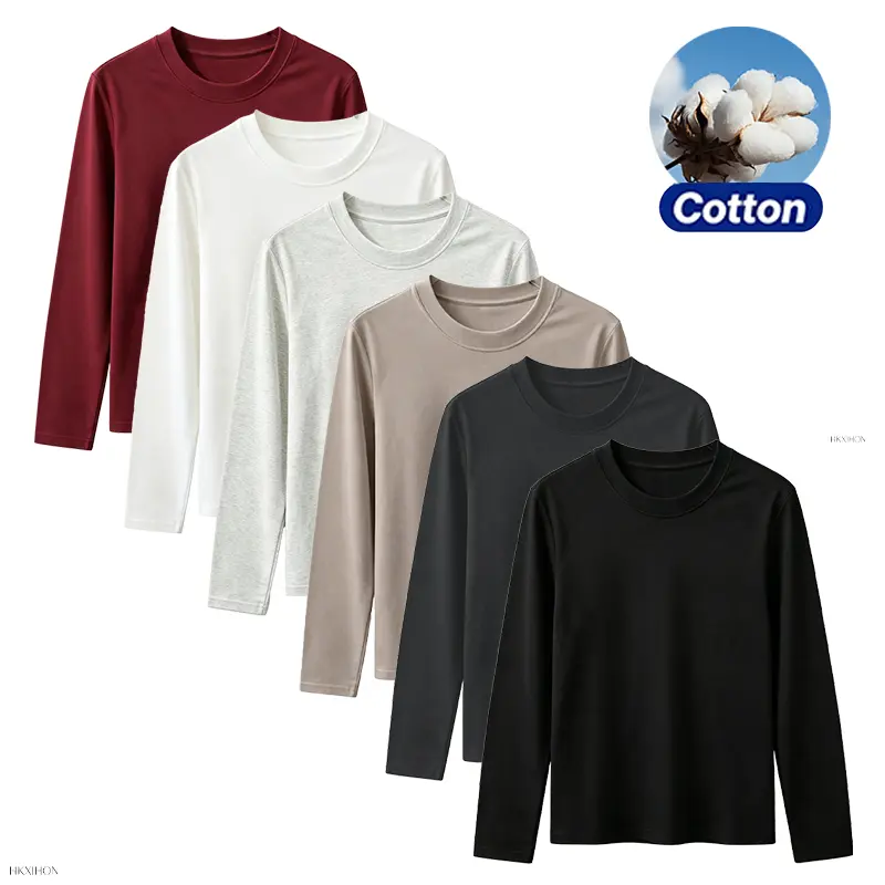 Men's 60% Blend Long Sleeve Round Neck T-Shirt - Soft, Anti-Pilling, Skin-Friendly, Vintage Everyday Undershirt for Daily Layering, Work (Unisex Fit), Longsleeves