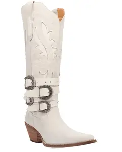 Dingo Women's Buck Wild Suede Tall Western Boot Round Toe - Di2380-White