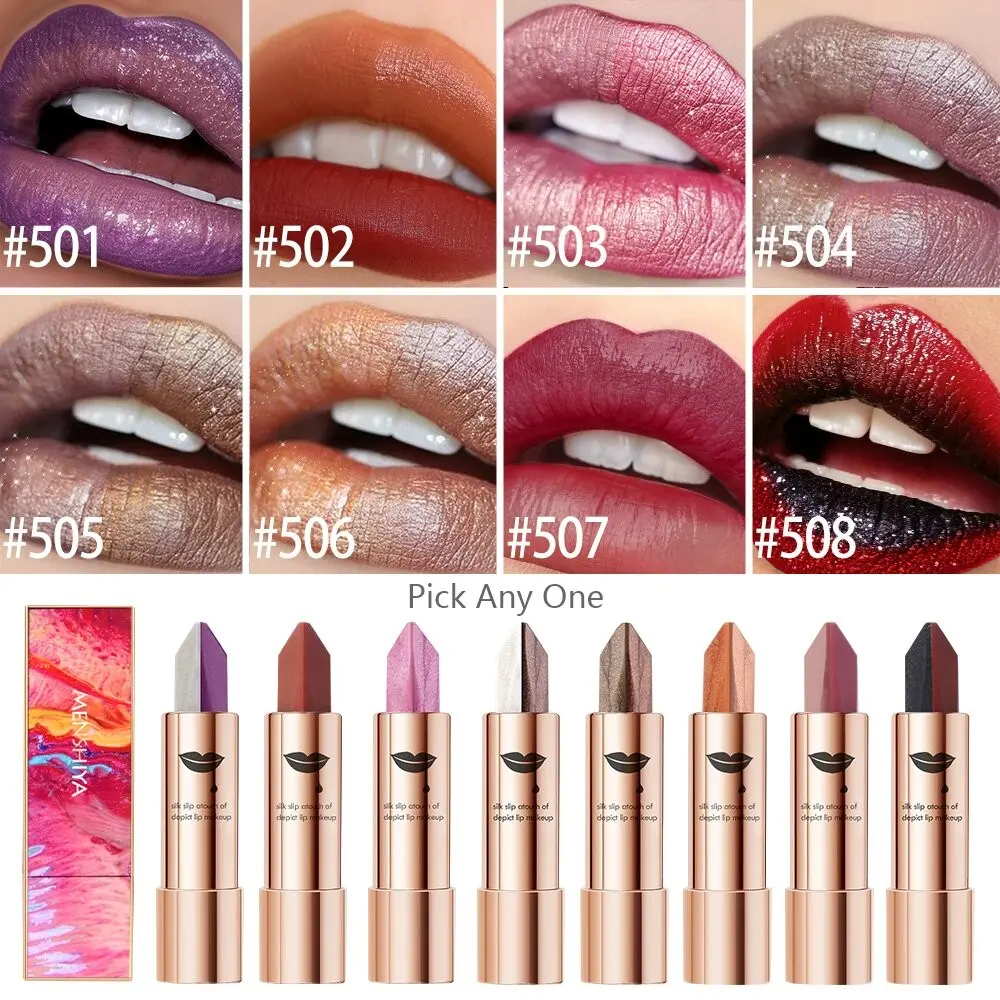 Mengshiya Dual-Tone Gradient Lipstick Balm, 2-In-1 Matte Glitter, Long-Lasting Moisturizing, Non-Fading, Natural Finish, Msy4599