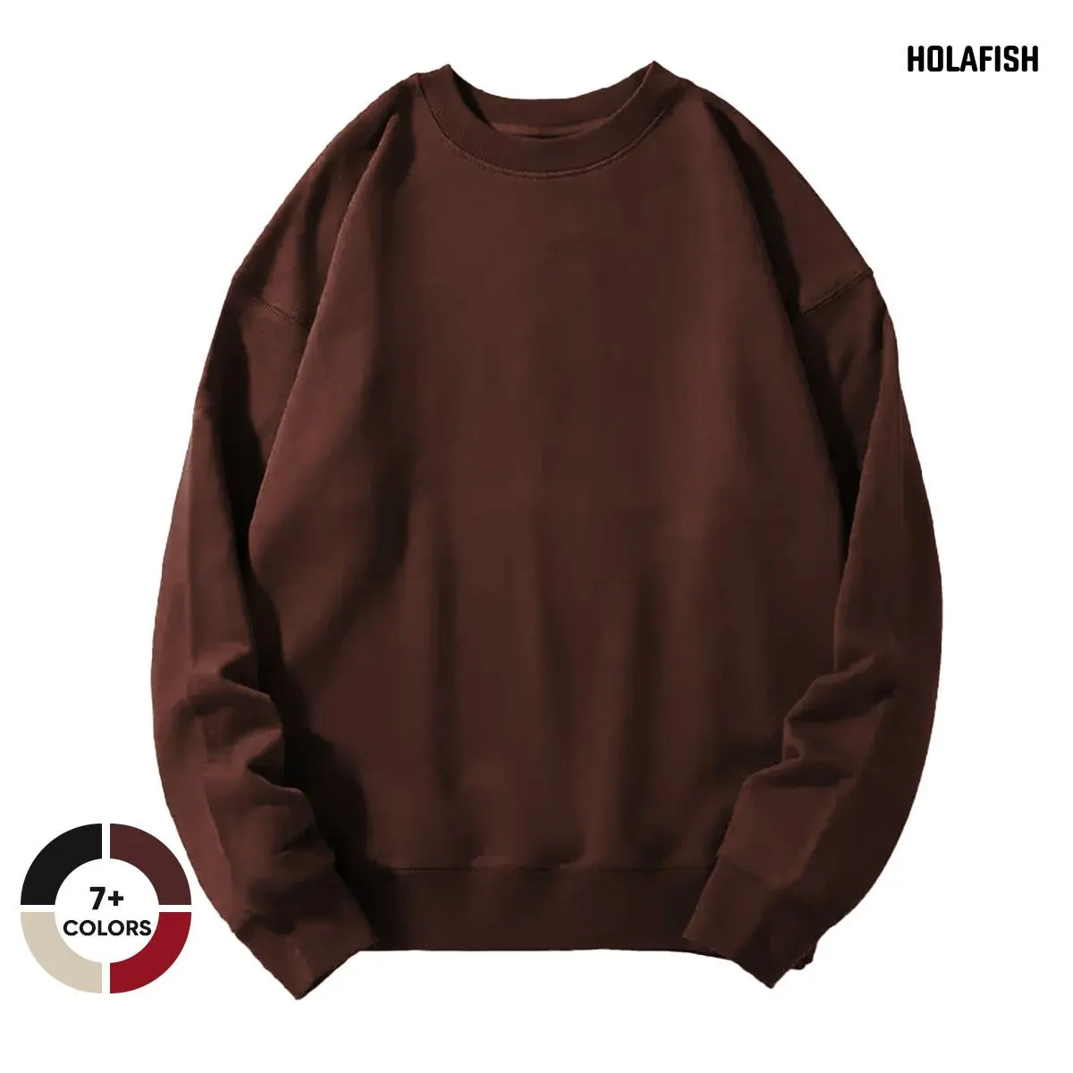 Holafish Women's Oversized Fleece Sweatshirt - Korean Minimalist Cotton Blend Pullover Top, Long Sleeve Casual Wear for Work, Sweater Weather, Jeans, Baggy, Thanksgiving