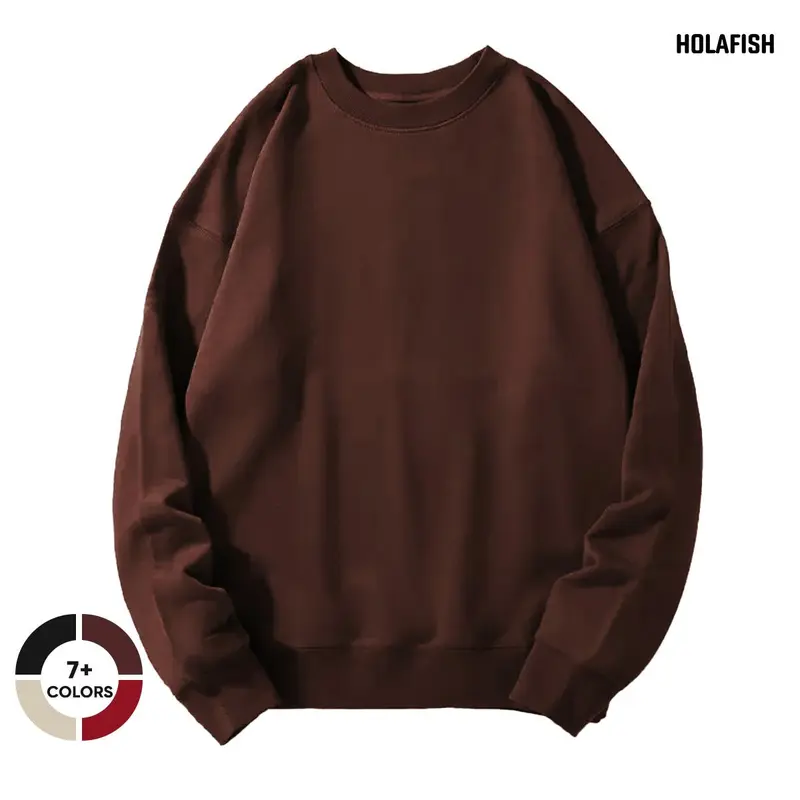 Holafish Women's Oversized Crew Neck Long Sleeve Cotton-Polyester Pullover - Soft Fleece-Lined, Everyday Fit Piece, Ideal for Work & Sweater Weather (Pairs with Jeans)