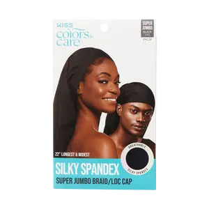 Kiss Colors & Care Silky Spandex Braid/Loc Cap, Super Jumbo – Black