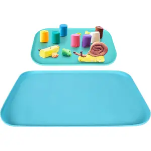 2 Pack Silicone Art Mats for Kids, 24 & 17 Inch Large Silicone Mat with Raised Lip, Rollable Washable Craft Mats for Playdough, Painting, Puzzles, Lego, Bead, Resin, Blue Mint