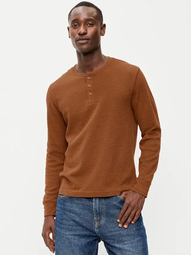 Old Navy Men's Long-Sleeve Waffle Henley T-Shirt