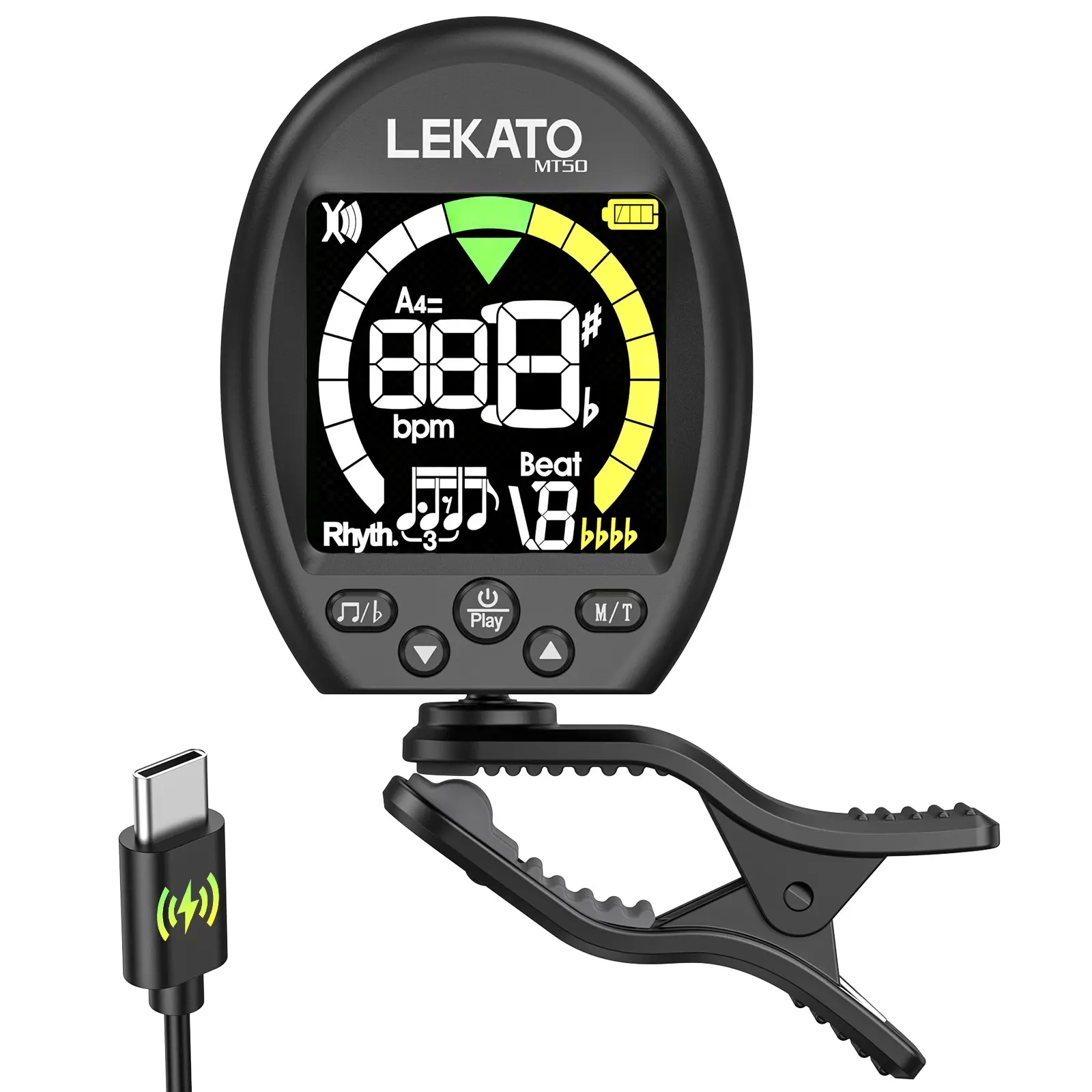 LEKATO 3 in 1 Guitar Tuner Clip On Tuner Metronome For Electric Acoustic Guitar