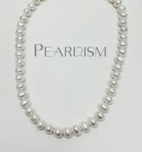 【Live】PEARLISM Dainty Everyday Freshwater Pearl Necklace | 8-11mm White Color S925 Silver Adjustable-AFSN023