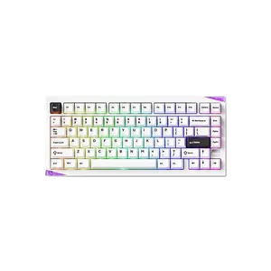 Akko Gem 01 QMK/VIA Aluminum Mechanical Keyboard Tri-Mode RGB Hot-swappable Wireless Gaming Keyboard, Black on White, Pre-lubed Mirror Switch