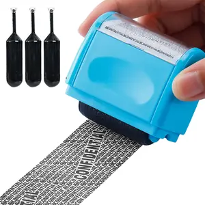 Identity Theft Protection Roller Stamp Set, Refillable Privacy Guard Stamp with 3 Ink Refills, Wide Coverage Confidential ID Blocker for Mail, Bills, Packages, Home & Office Security